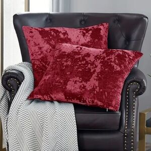 Red Crushed Velvet Throw Pillow Covers 20x20 set of 2